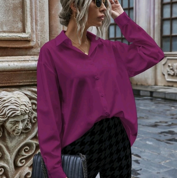 ** DONATED ** Purple Button Blouse - Picture 1 of 4